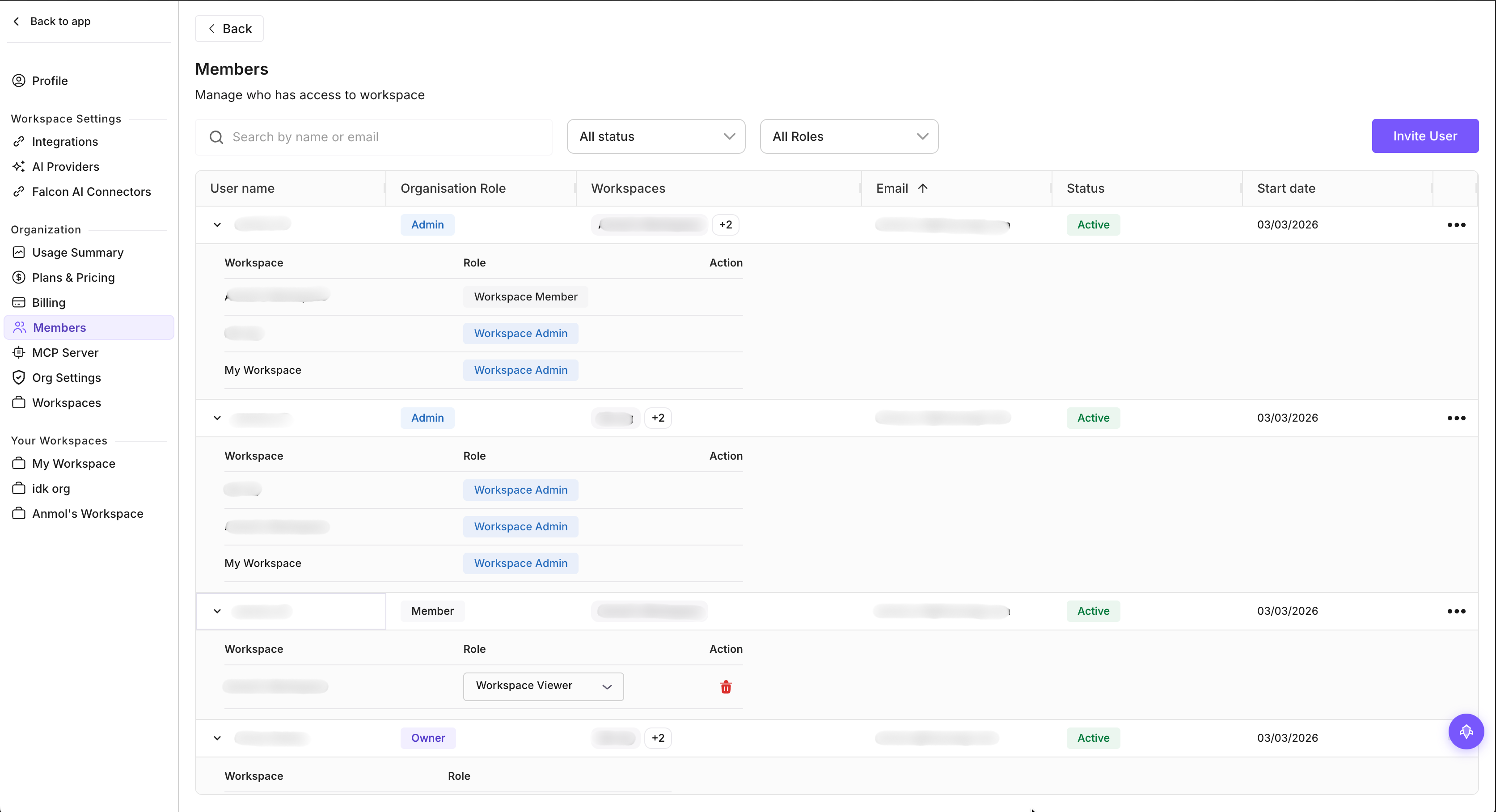Members page