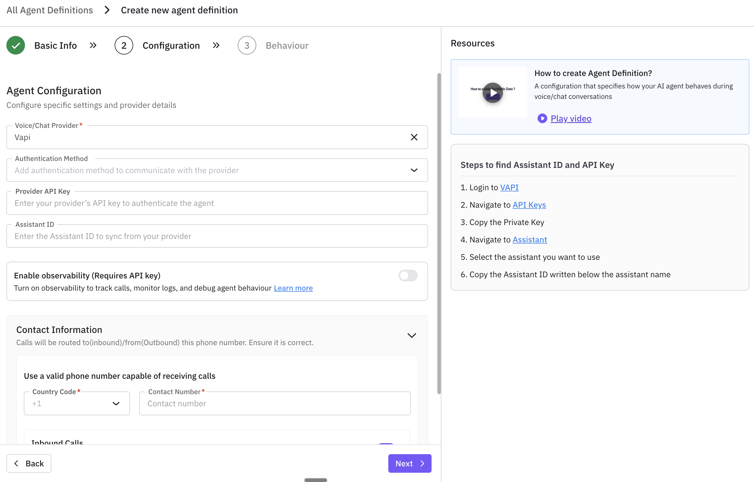 Agent Definitions Page