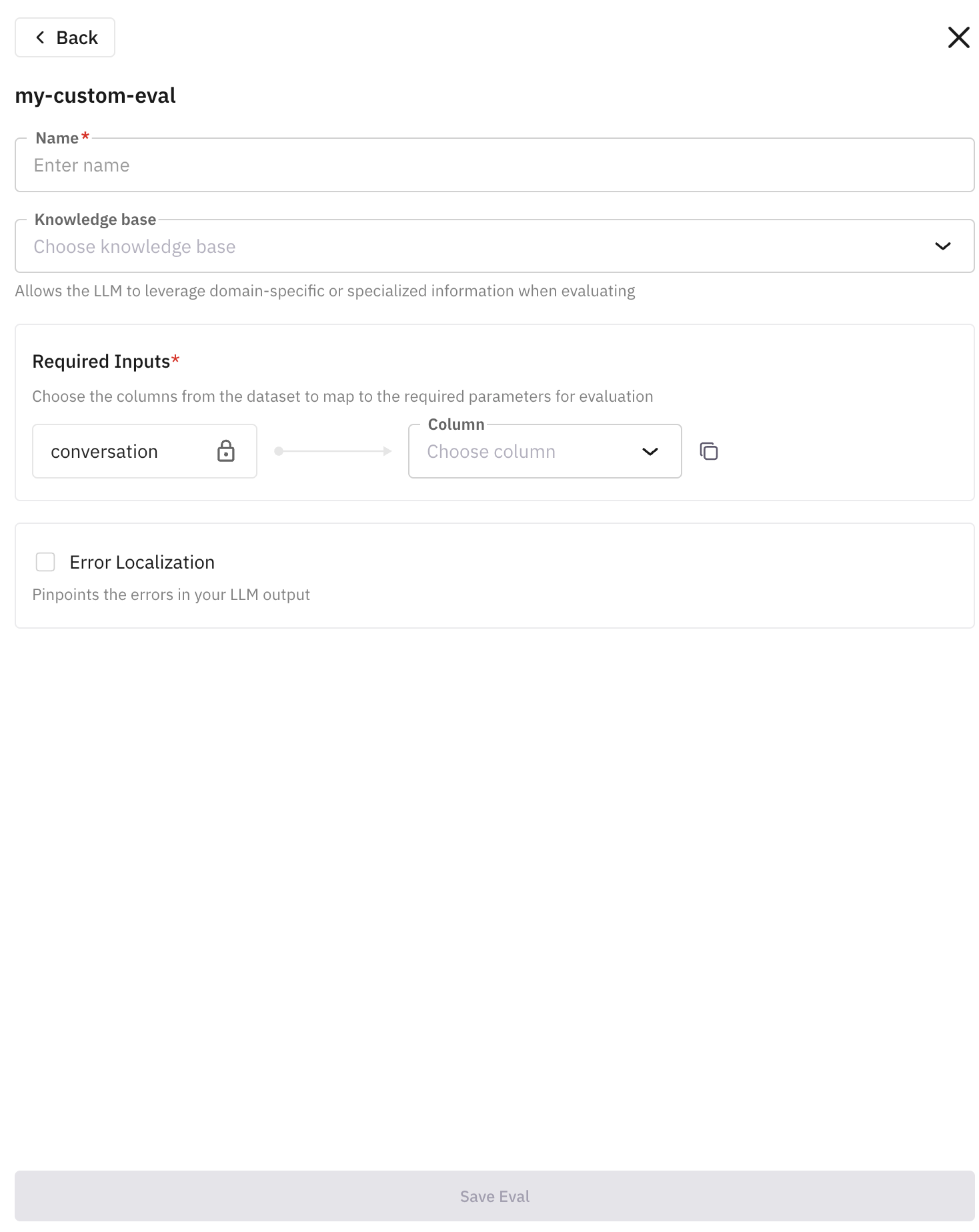 Custom eval saved